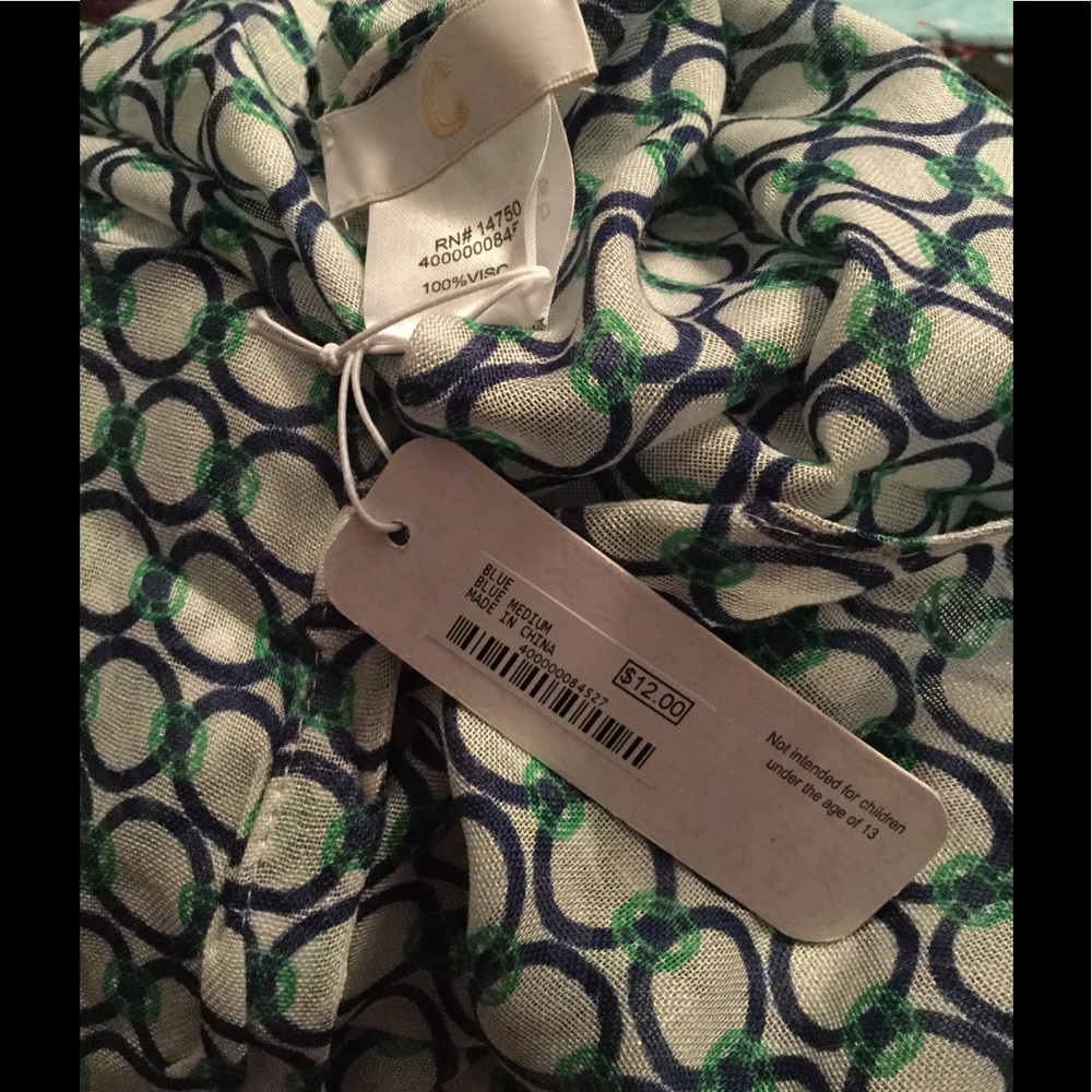 NWT Cute Infinity Scarf Green Blue White - Picture 3 of 4